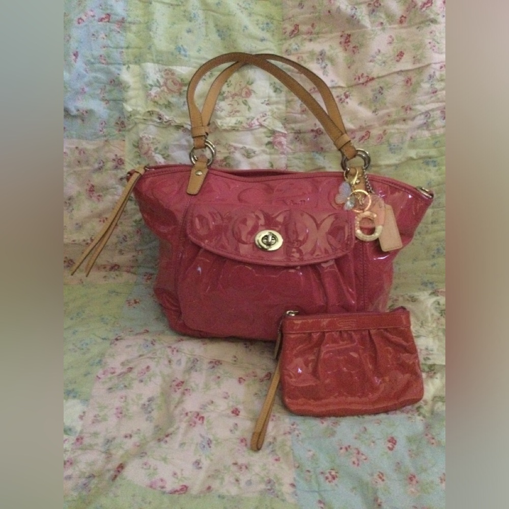 Coach Pink Patent Leather Tote